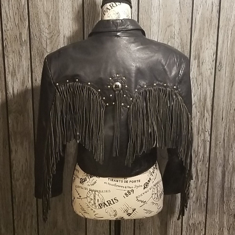 *Vintage*1980*crop GENUINE REAL LEATHER JACKET - Picture 2 of 8